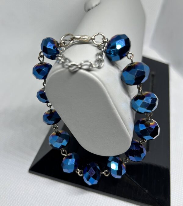 Blue Crystal cut Hematite Bracelet