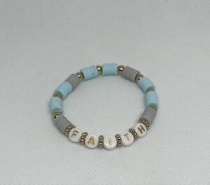 Gray and Teal clay Beads with Y/G spacers