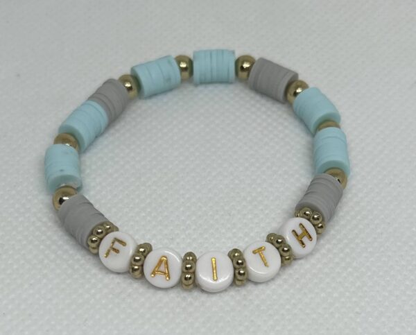 Gray and Teal clay Beads with Y/G spacers