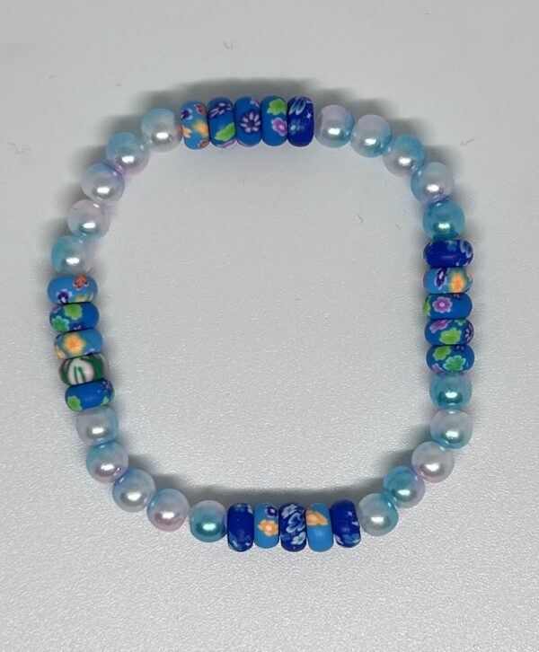 Pearl & blue flower Bracelet