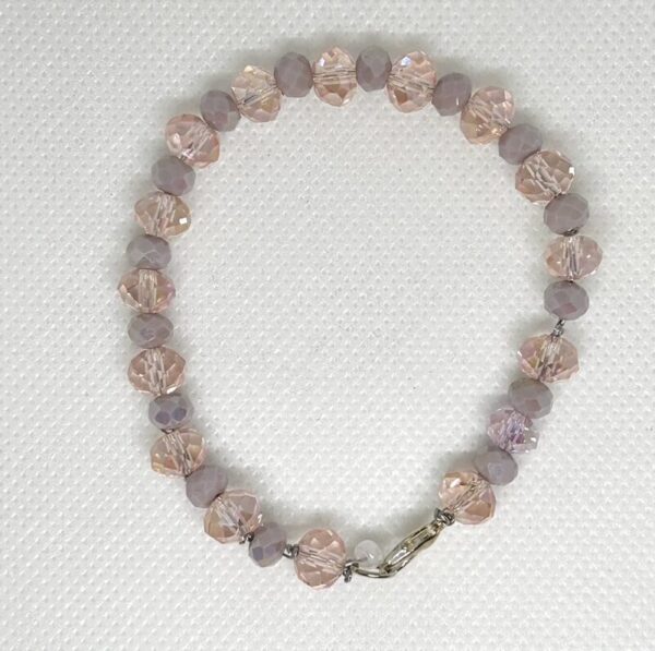 Bracelet pearl hearts & crystal pink