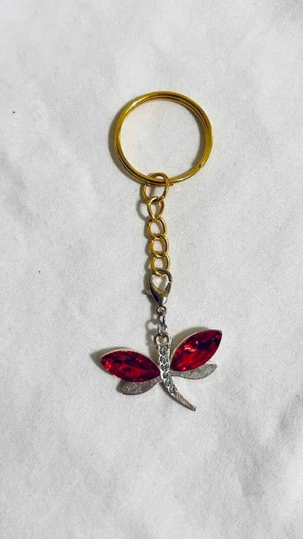 keychain Dragonfly with ruby red wings