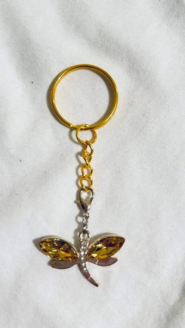 keychain with Amber yellow stone wings