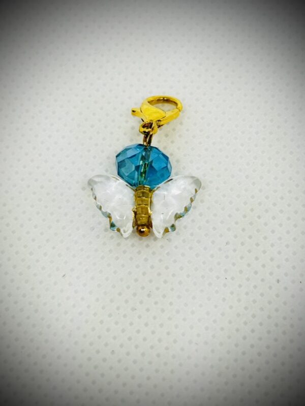 Charm Butterfly Clear, W/ Blue Gem